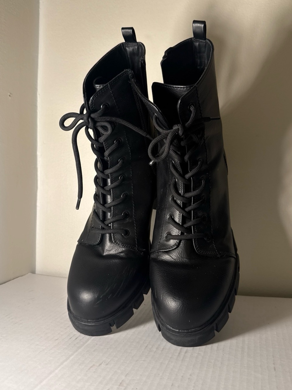 Women’s Black Lace-Up Combat Boots